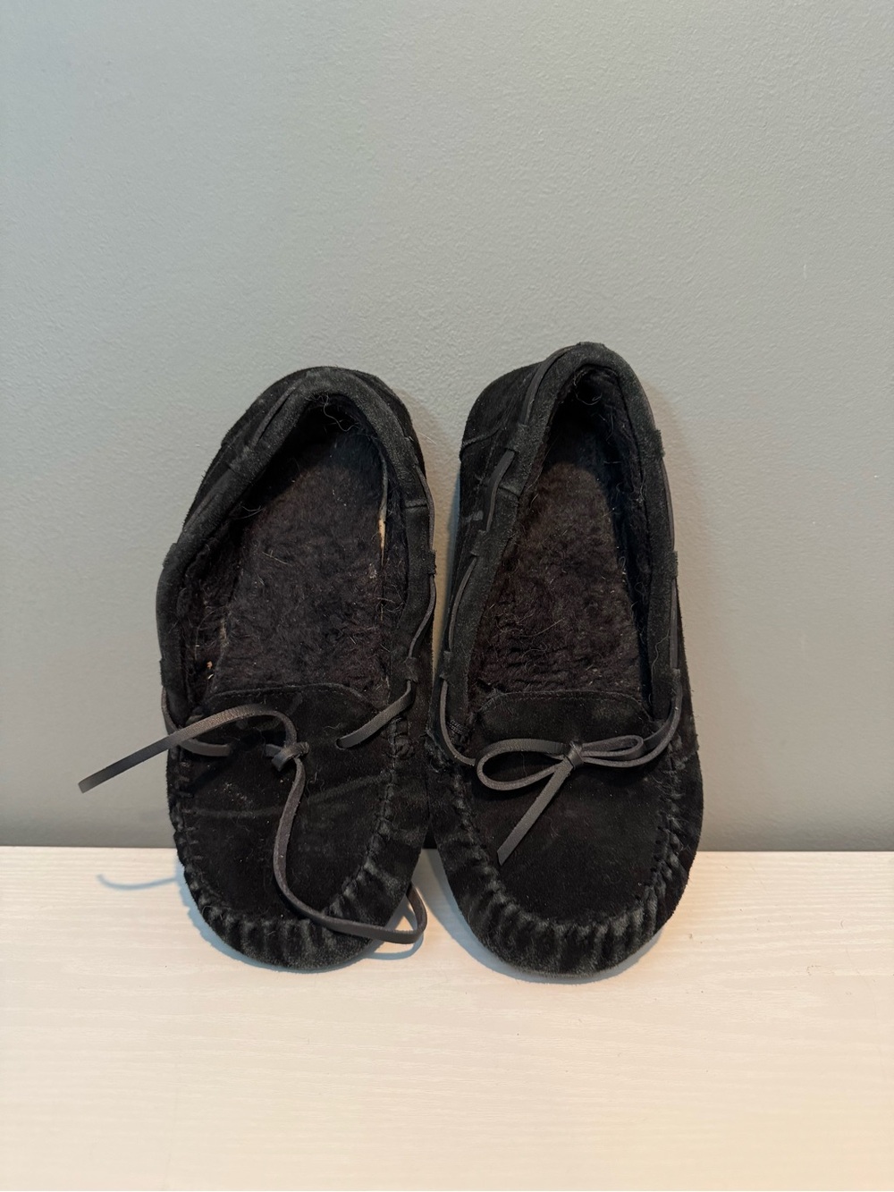 Used Black womens Suede Moccasin Slippers from target